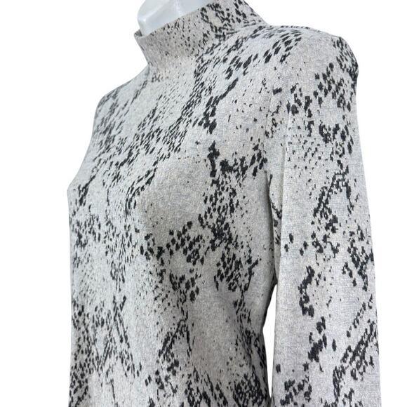 M&S Collection Snakeskin Long Sleeve Midi Sheath Knit Dress Beige Mock Neck sz 8 - Picture 10 of 16